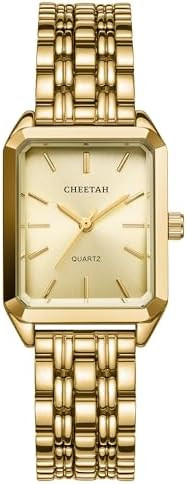 CHEETAH Women's Gold-Tone Dainty Watch, Retro Style Rectangular Case and Stainless Steel Band, Gi... | Amazon (US)