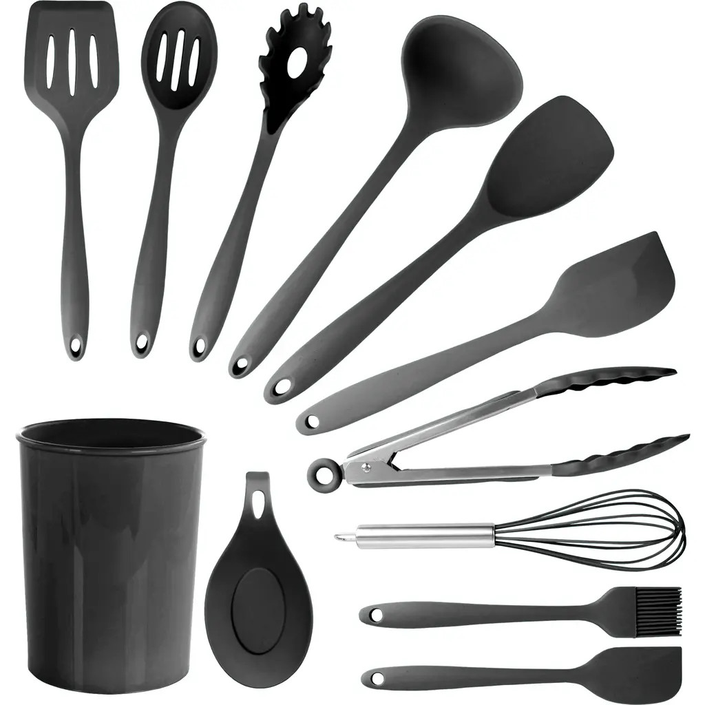 Megachef Silicone Cooking Utensils, Set of 12 in Black at Nordstrom | Nordstrom