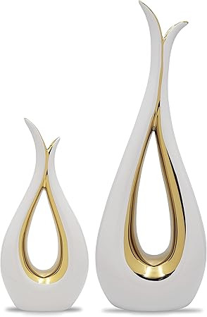 MNAS Products - White Ceramic Decorative Vases, Set of 2, Nordic, Modern, Minimalist Design, for ... | Amazon (US)