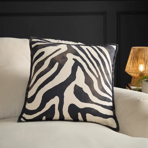 Zebra Print Cotton Square Cushion Cover | Dunelm