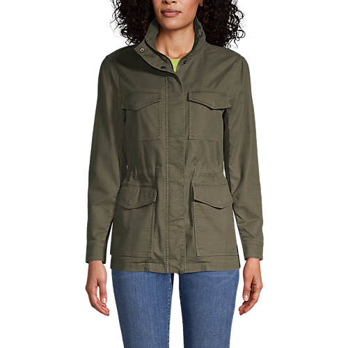 Women's Cotton Hooded Jacket with Cargo Pockets | Lands' End (US)