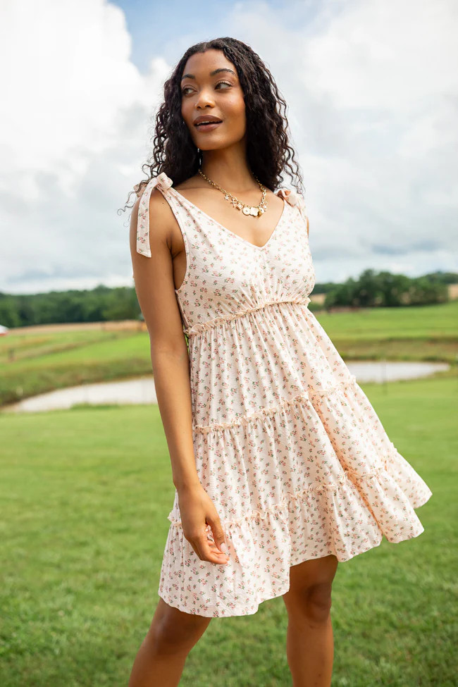 Sweetly Tied Tie Shoulder Floral Pink Dress - Coming Soon | Pink Lily