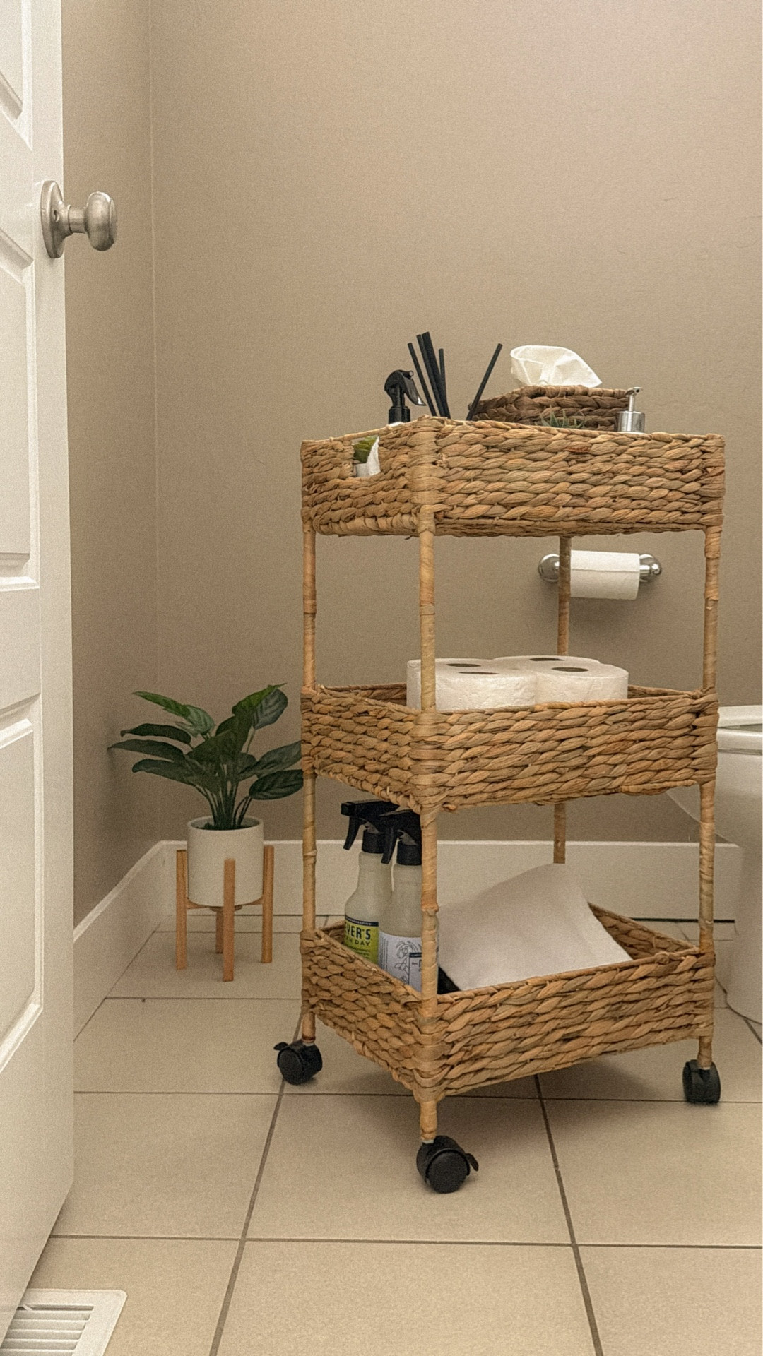 Upgrade your bathroom storage the natural way 🌿This water hyacinth 3-tier cart adds warmth, texture, and smart organization to any small space — plus it rolls wherever you need it.

#bcpliving #waterhyacinth #bathroomstorage #smallspacesolutions #organizedhome

#LTKSaleAlert #LTKHome #LTKmorningroutine