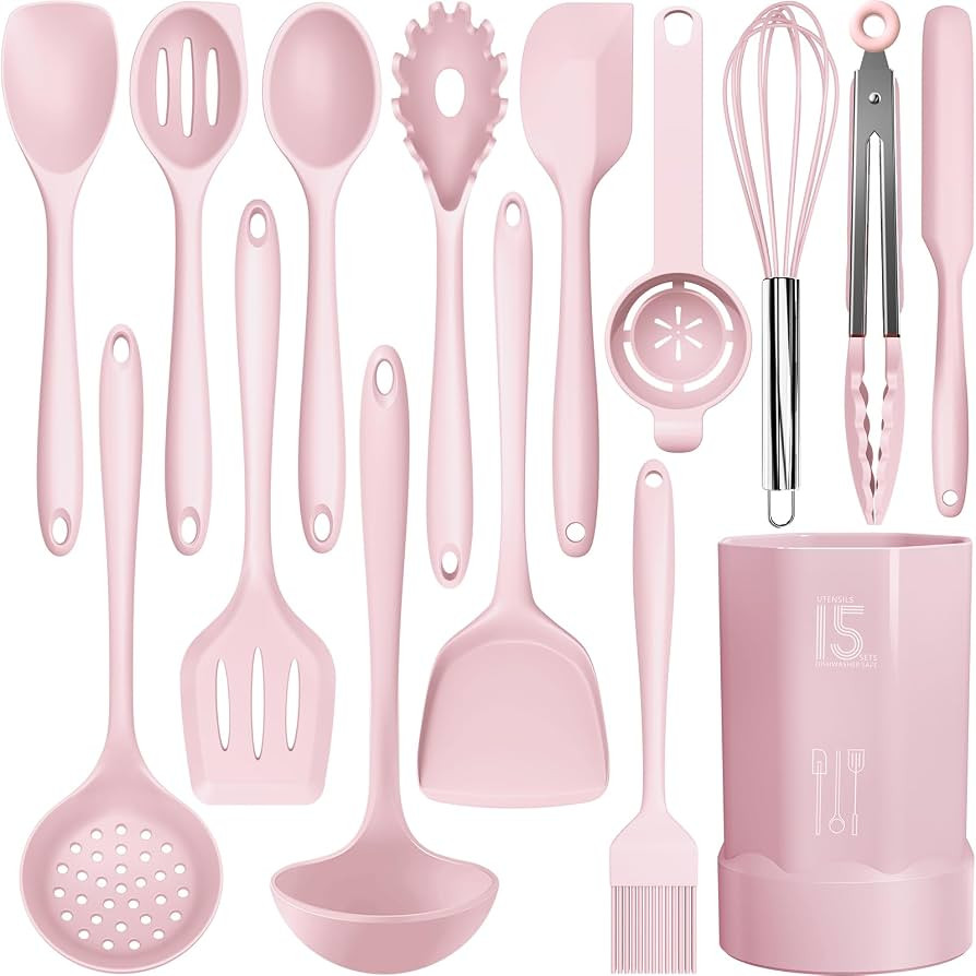 AOTHOD Silicone Cooking Utensils Set - 446\u00b0F Heat Resistant Kitchen Utensils, Spatula,Turner... | Amazon (US)