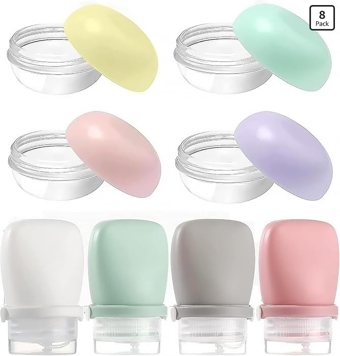 8 Pack Leak Proof Travel Size Toiletries Set, 4 piece 1oz Silicone Travel Bottles and 4 piece 10m... | Amazon (US)