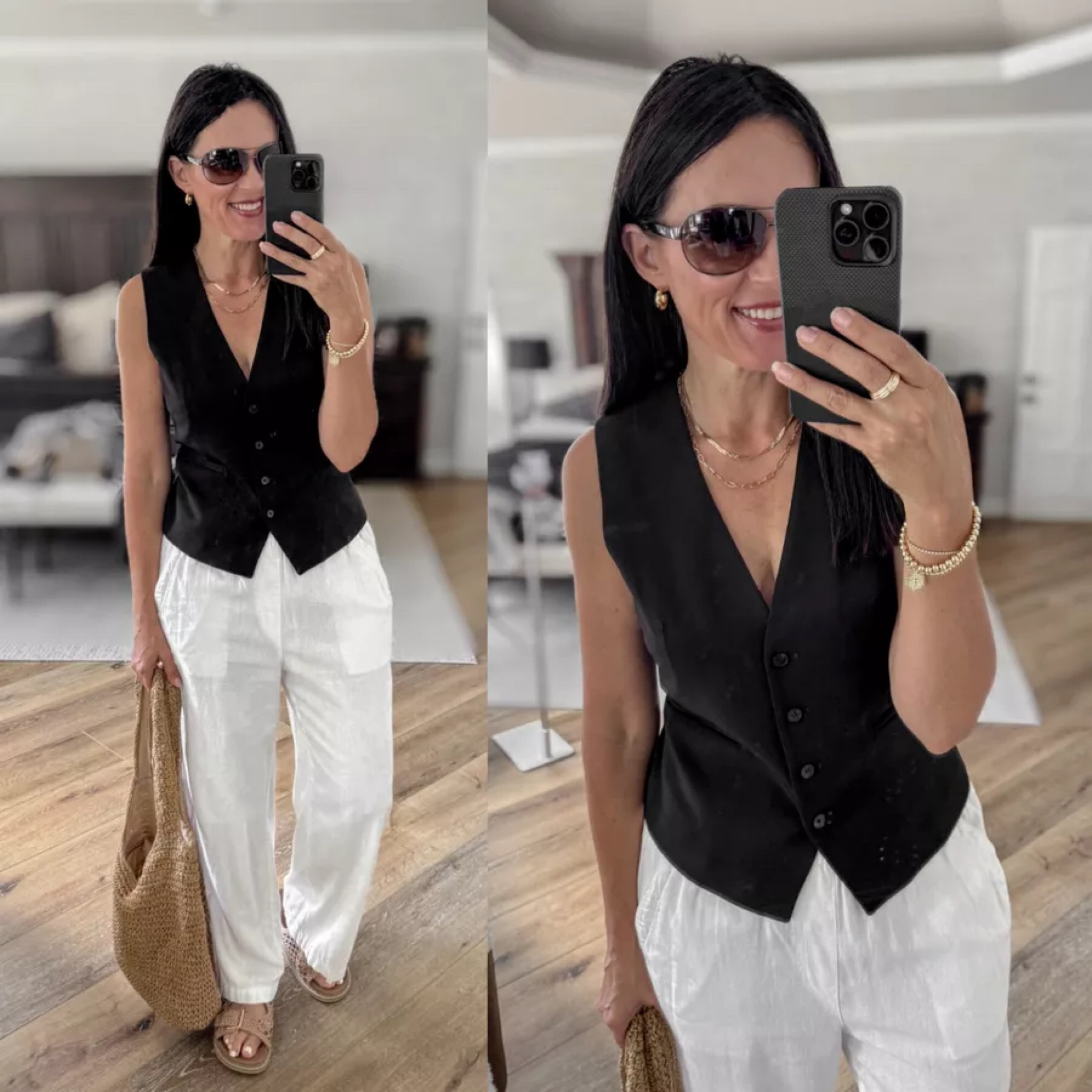 The 3-color styling rule works every time! Sizing: Vest-fitted, in medium White linen pants-wearing medium Casual outfit | no shorts | summer outfit | elevated casual | suit vest |

#LTKOver40 #LTKStyleTip #LTKFindsUnder50