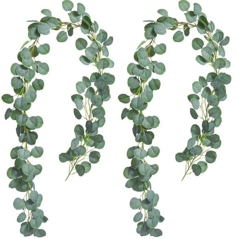 Coolmade 2pcs Artificial Eucalyptus Garland 6.6ft Faux Silk Eucalyptus Vines, Green | Walmart (US)