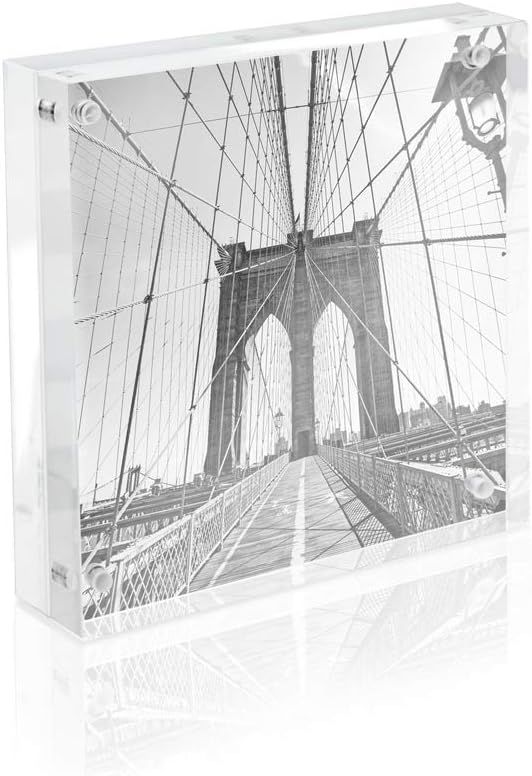 Isaac Jacobs 5” x 5” Super Thick [28MM Thickness] Clear Acrylic Magnetic Block Picture Frame,... | Amazon (US)