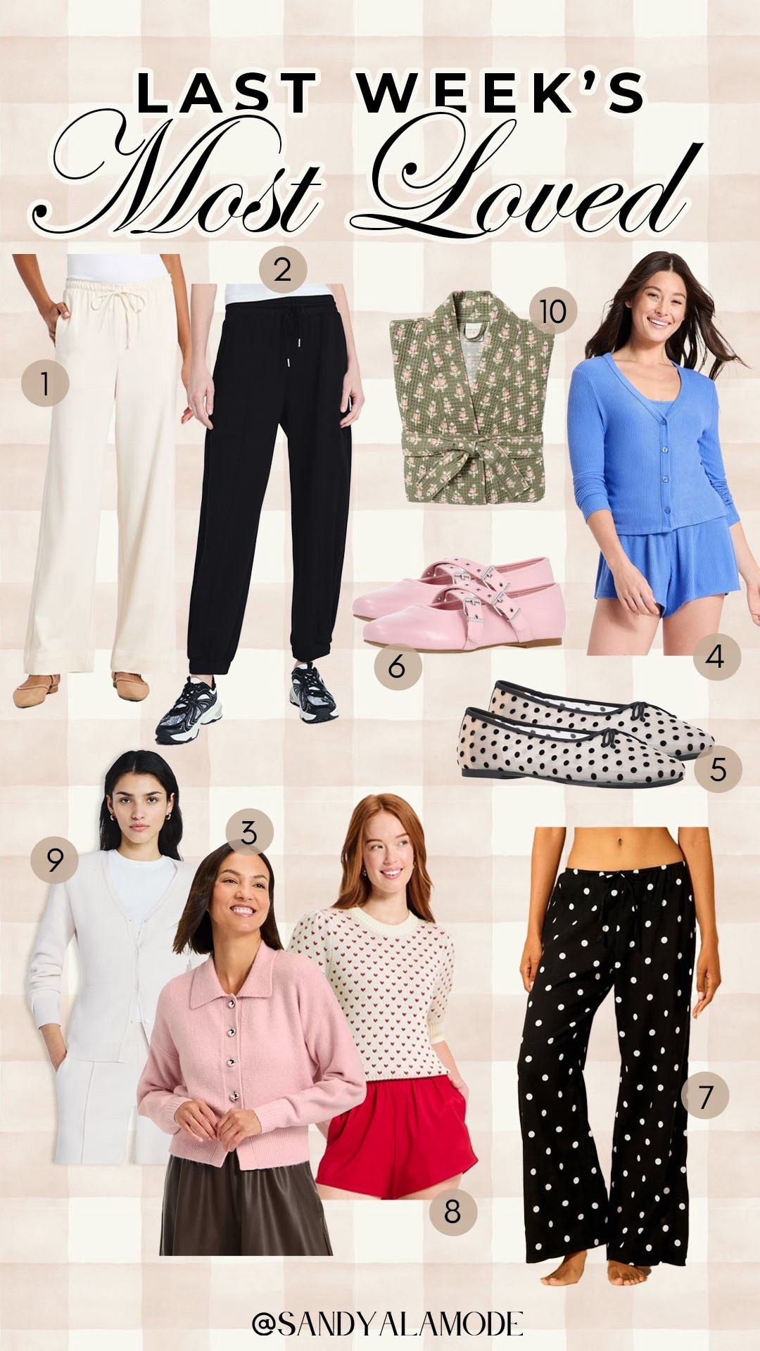 Last week’s best sellers. Target finds. Target fashion. Walmart fashion. Target polka dot swim coverup pants. Target anthro style robe. Target spring pajama set. Walmart spring flats. Aritzia inspired pull on pants. Target spring pull on pants.

#LTKSaleAlert #LTKSeasonal #LTKootd