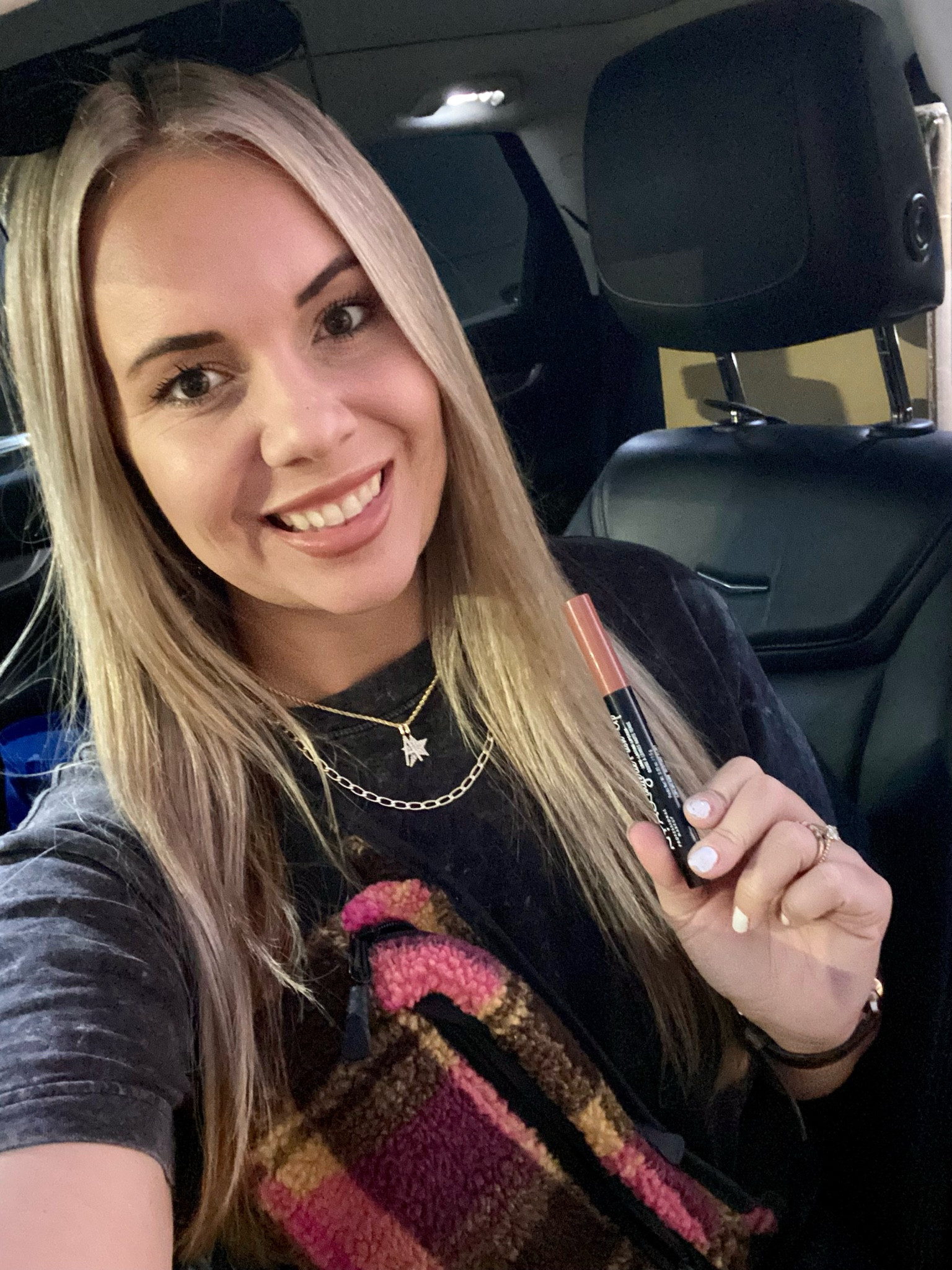 Lip shade is nyx bedtime flirt! Long lasting lip crayon. Love my Sherpa Fanny pack from Walmart. 

#LTKSeasonal #LTKbeauty #LTKCyberweek