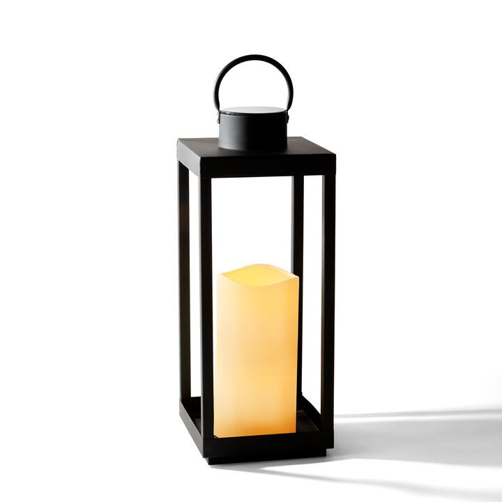 Velo Metal Lantern with Solar LED Candle, Large | Lights.com