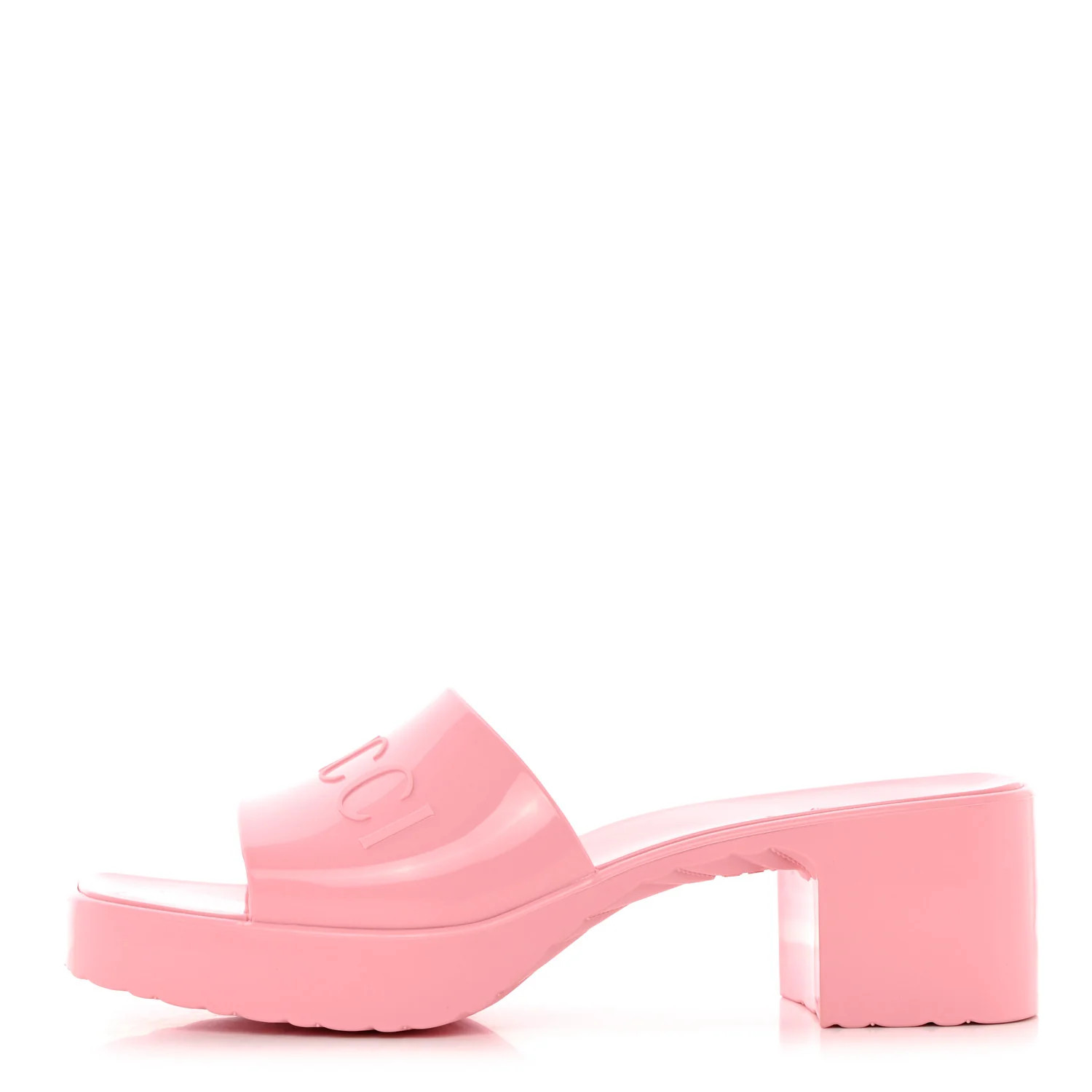 GUCCI Rubber Gucci Logo Womens Platform 20/60mm Slide Sandals 37 Wild Rose | FASHIONPHILE | FASHIONPHILE (US)