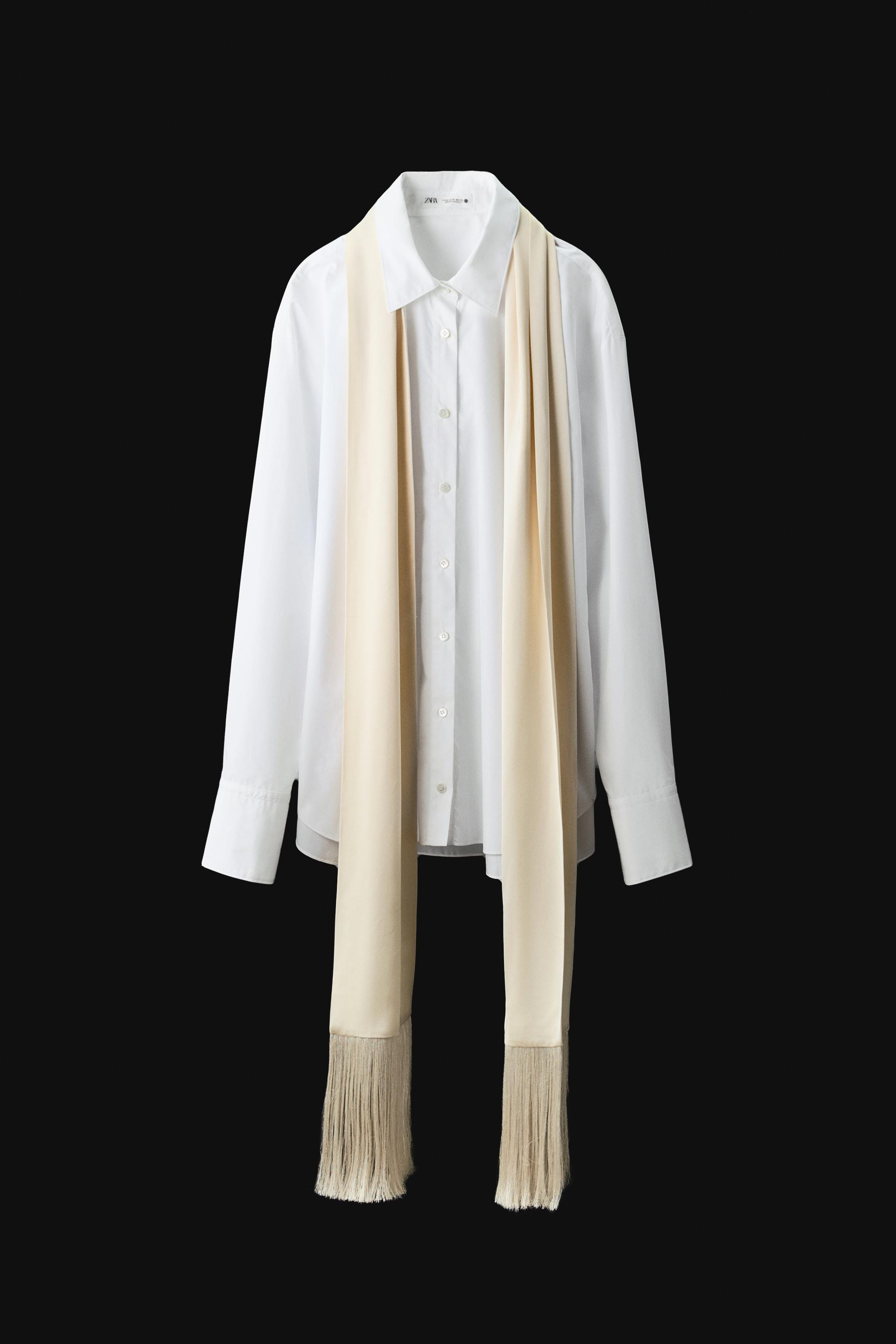 FRINGED SCARF SHIRT ZW COLLECTION | Zara US
