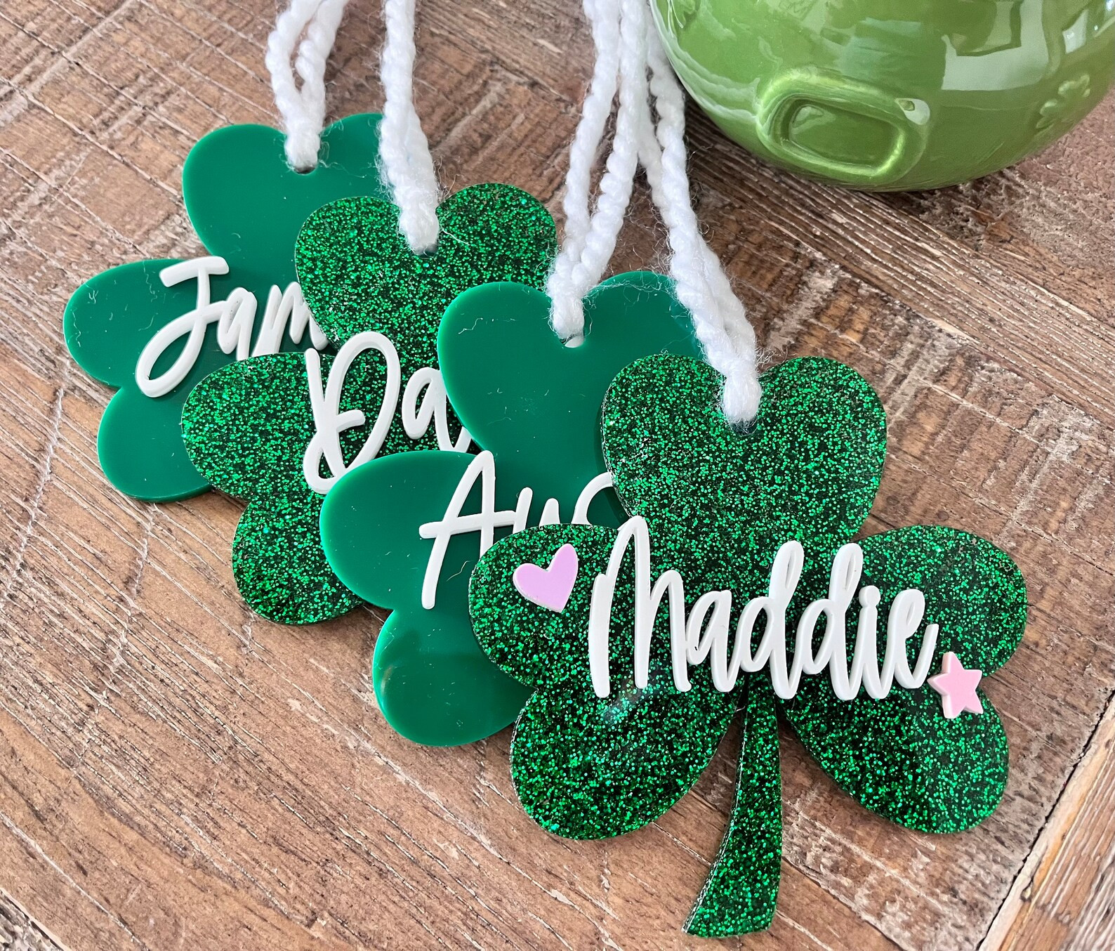 Shamrock St Patricks Day Name Tag / St Patricks Day Clover Name Tag / St Patricks Day Clover Bag ... | Etsy (US)