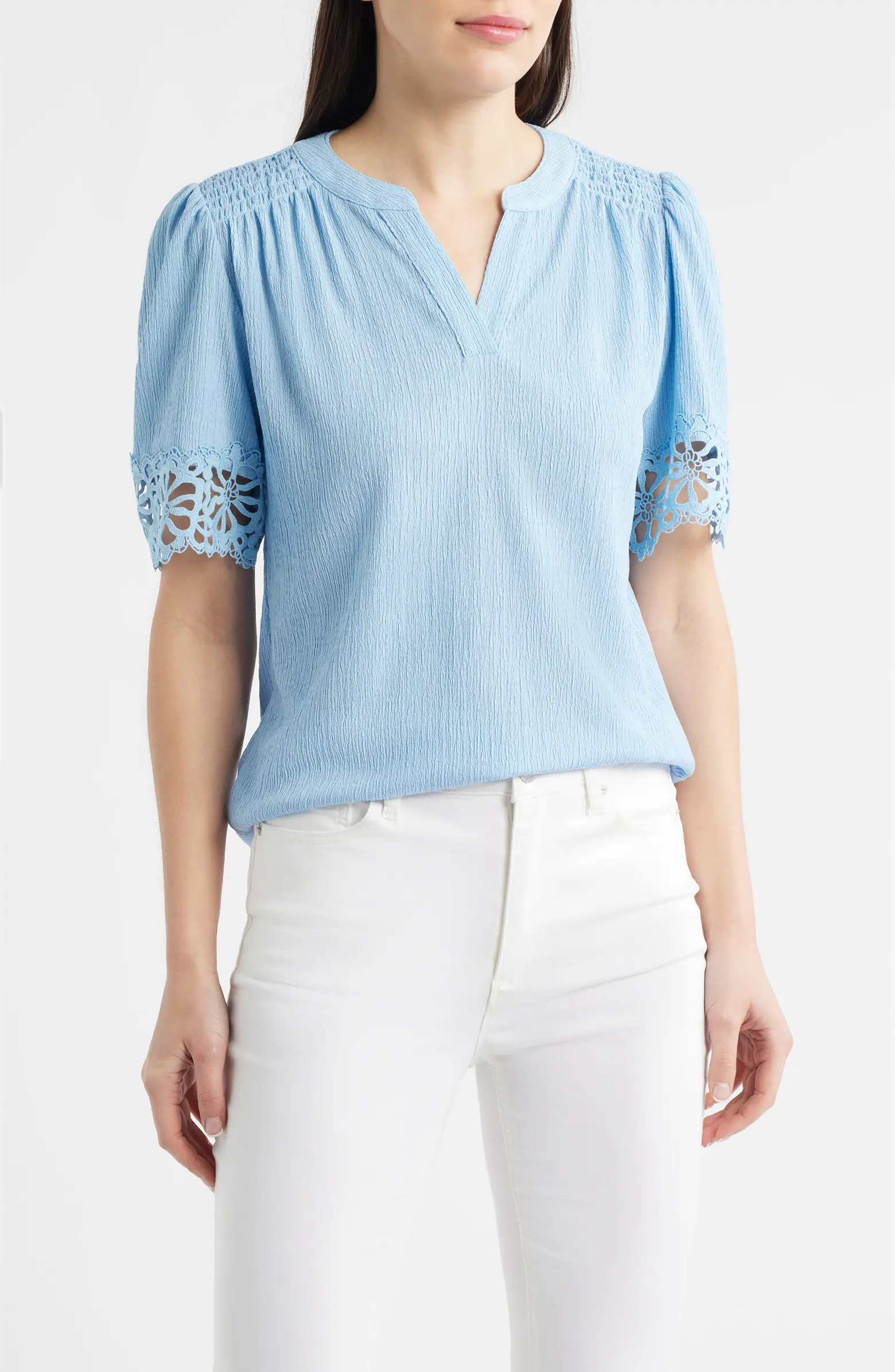 Lace Trim Crinkle Top | Nordstrom