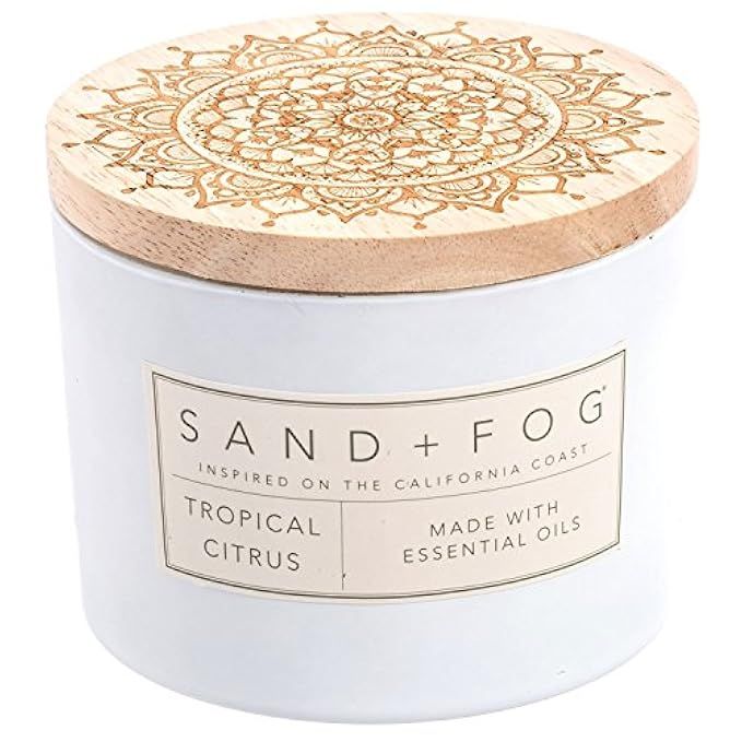 Sand + Fog Coastal Tropical Citrus Matte Candle - 2-Wick, 12 oz, Wood Lid | Amazon (US)