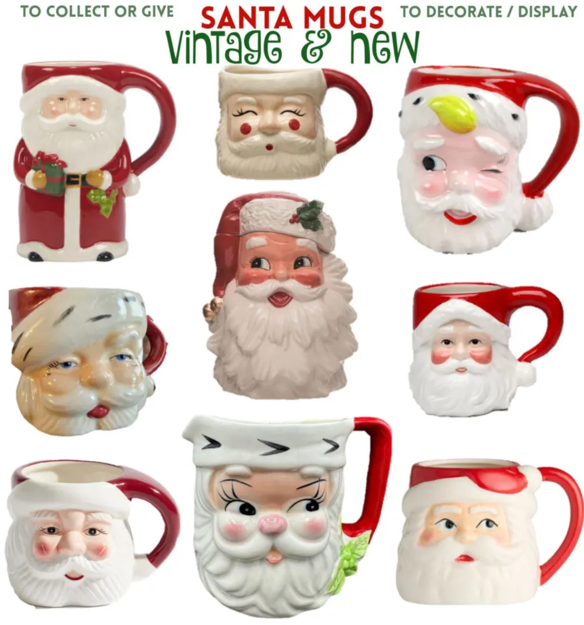 Santa Mugs - a mix of vintage and modern to add to your collection to display or gift! #LTKhome

#LTKgiftguide #LTKwinter