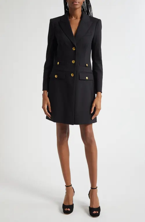 Veronica Beard Walsh Long Sleeve Stretch Wool Blazer Dress in Black at Nordstrom, Size 0 | Nordstrom