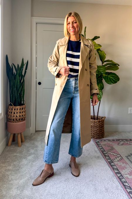 The classic trench coat is such an effortless & easy to wear jacket for the spring! Pair of with a stripe top, straight leg jeans + flats for an elevated look

I’m wearing my tts small tall in this Gap jacket. Size medium in the stripe sweater (go up one for an oversized fit) size 6 in the jeans 

#LTKstyletip #LTKfindsunder100 #LTKover40