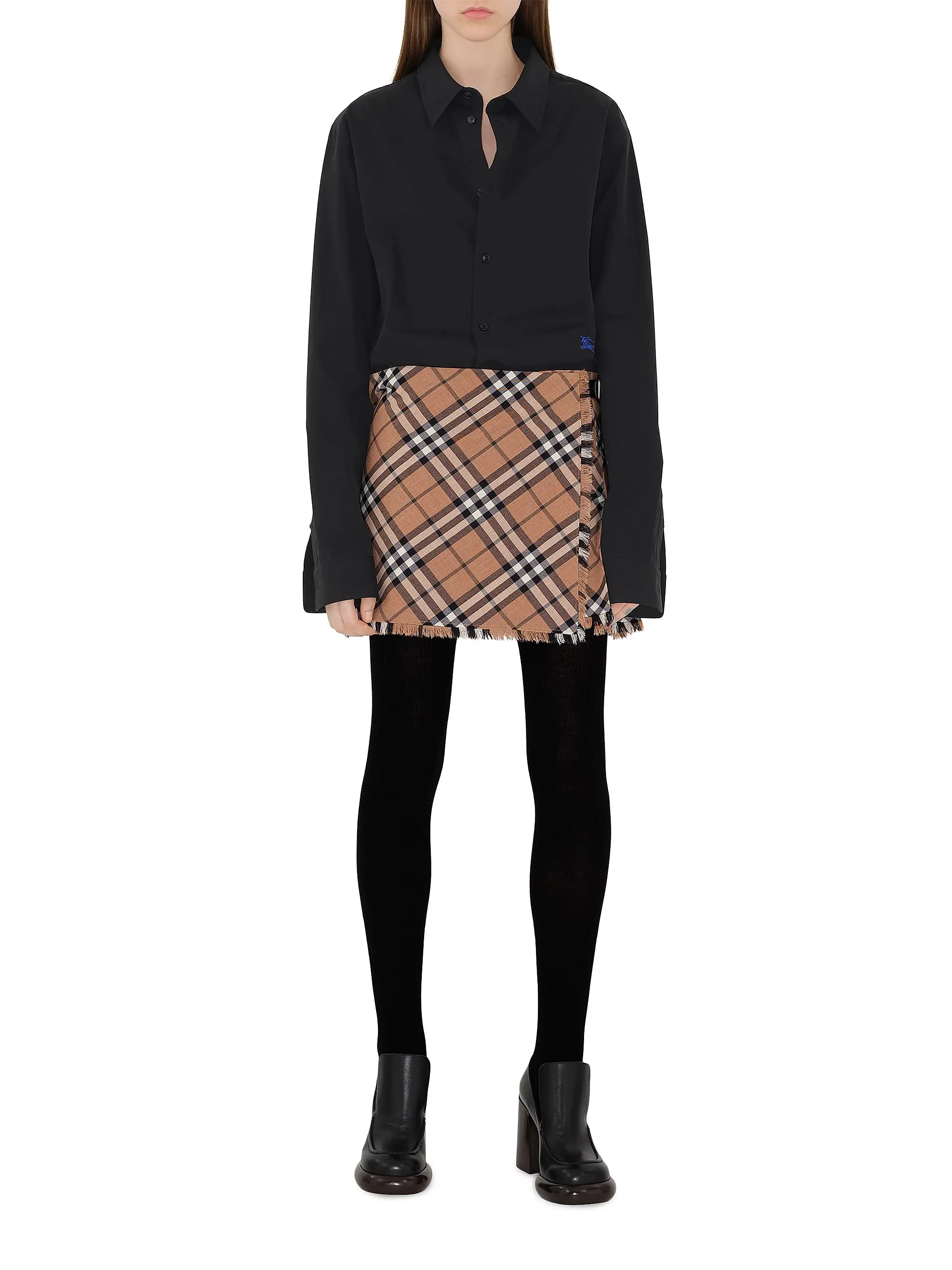 Check Pleated Wrap Miniskirt | Saks Fifth Avenue