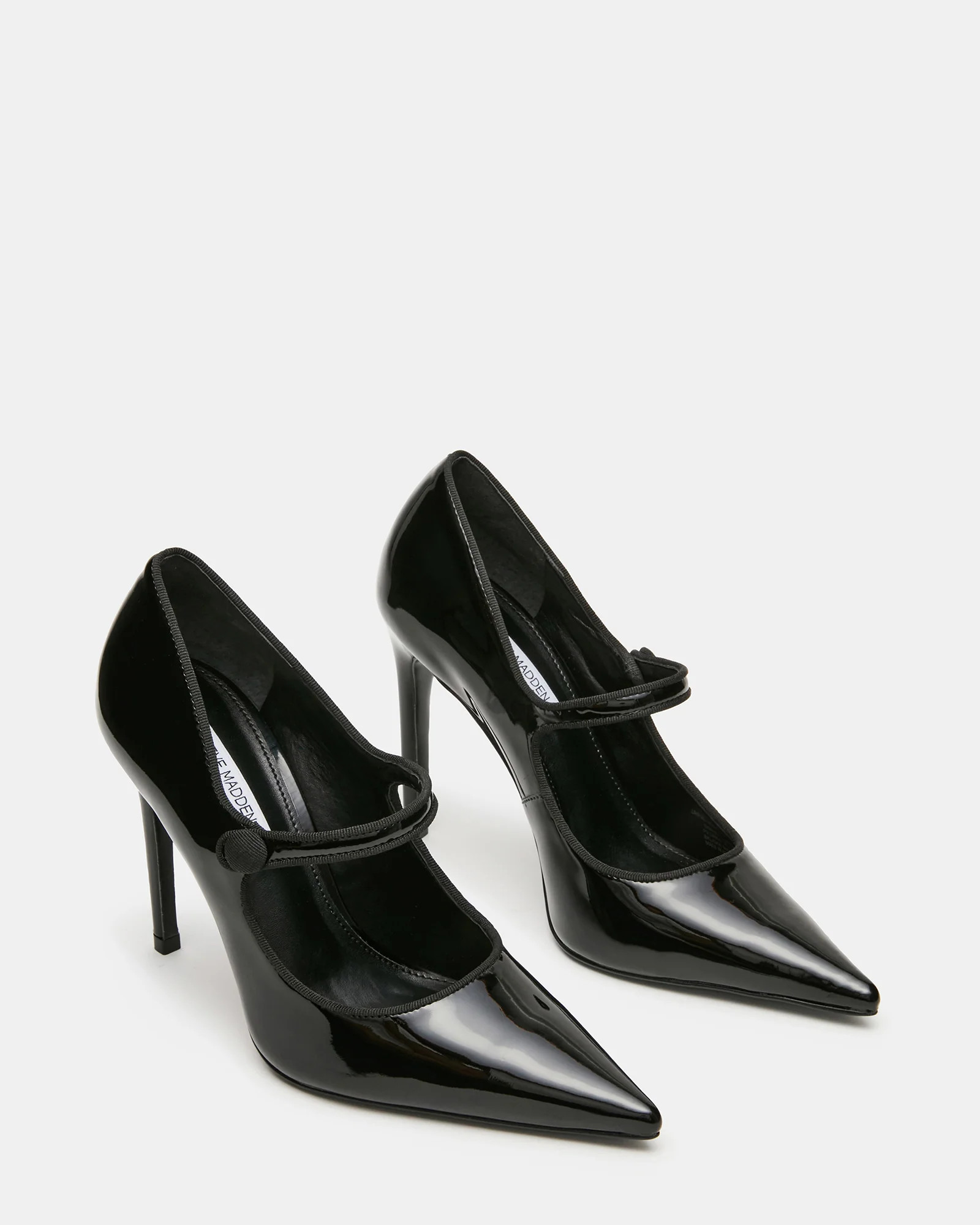 JAINE Black Patent Pointed-Toe Mary Jane Pump Stiletto Women's Heel | Steve Madden (US)