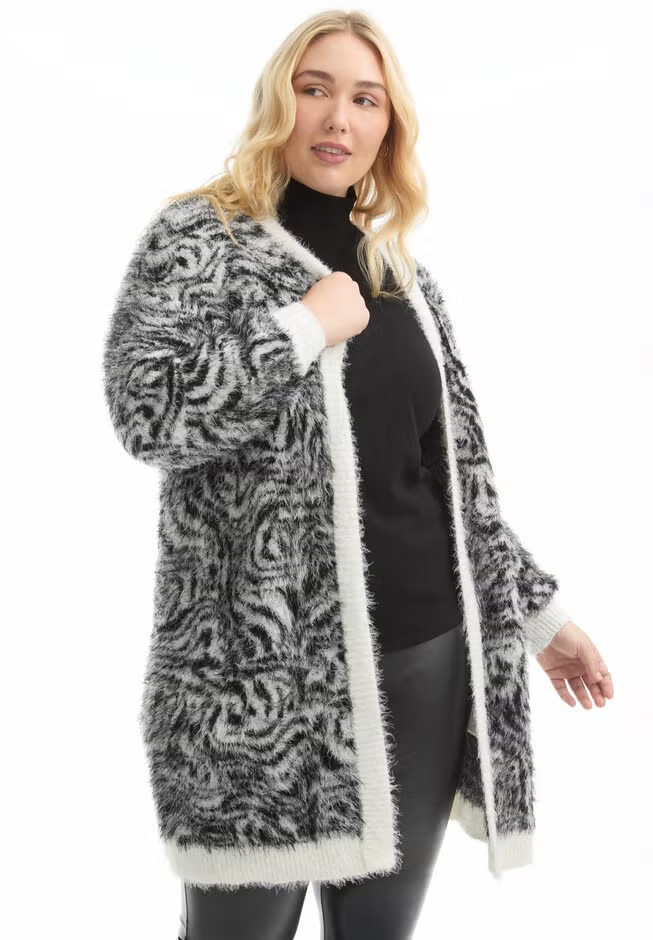 Leopard-Print Eyelash Cardigan | Avenue