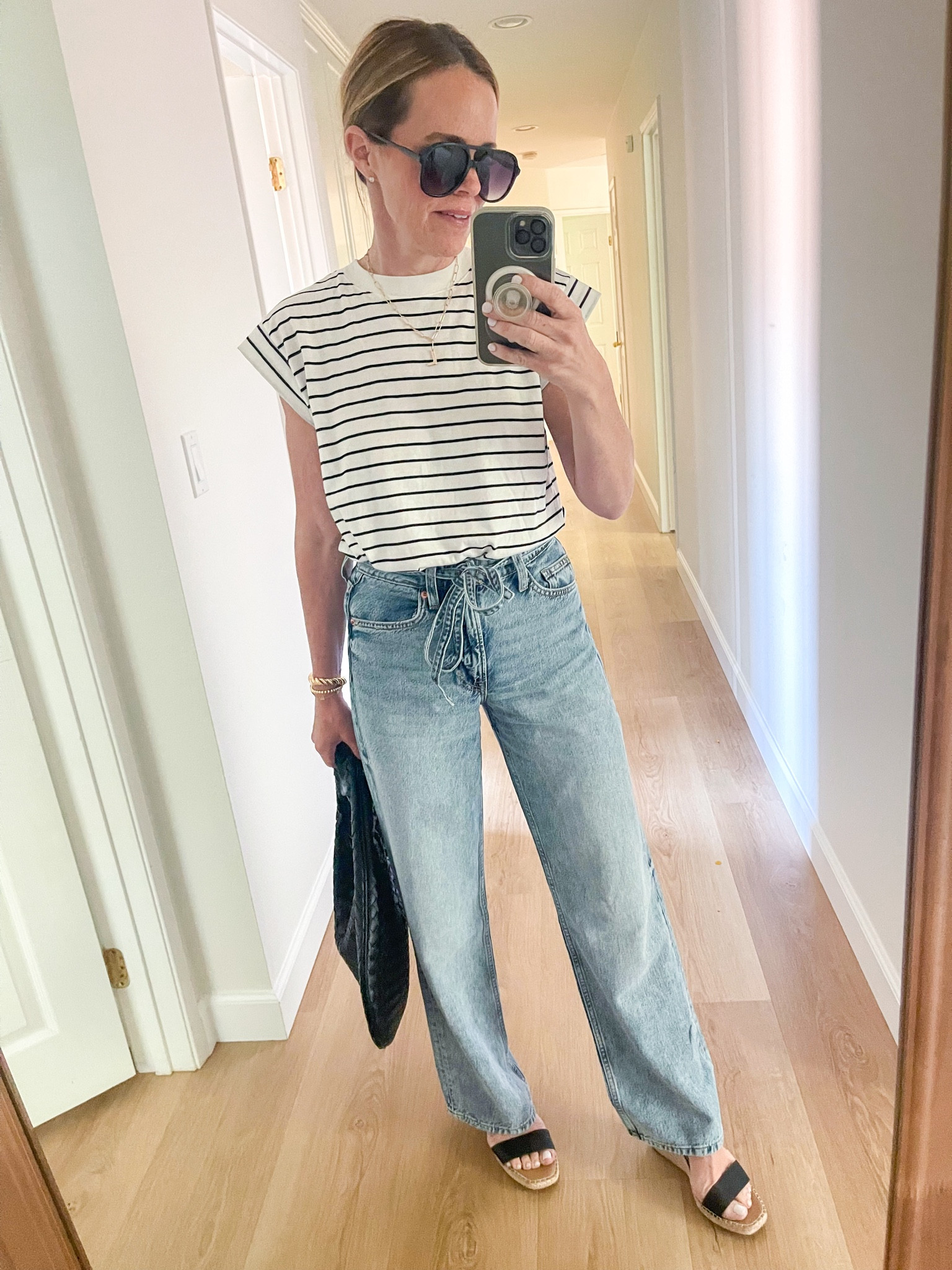 Cutest mom fit!!! ❤️

Jeans are TTS, I’m in a size 2 

Wearing an XS in the t-shirt 

Casual mom style
Spring outfit 
Outfit Inspo 
High waisted denim 
Wide leg 
Fashion 

#LTKOver40 #LTKStyleTip #LTKFindsUnder100