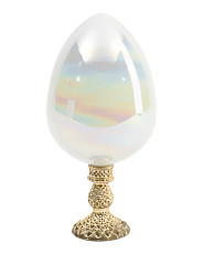 12.5in Iridescent Glass Egg On Pedestal | Easter | Marshalls | Marshalls