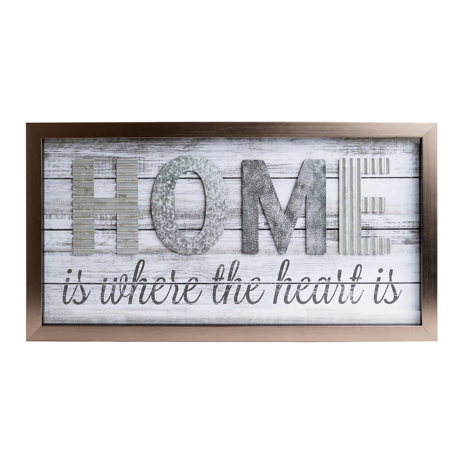 Patton Home Is Where The Heart Is Metal & Wood Plank Wall Art, Grey | Kohl's
