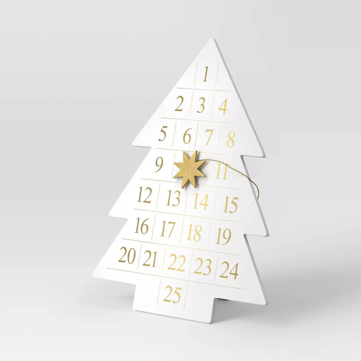 19" Wood Tree Christmas Advent Calendar with Star Counter White/Gold - Wondershop™ | Target