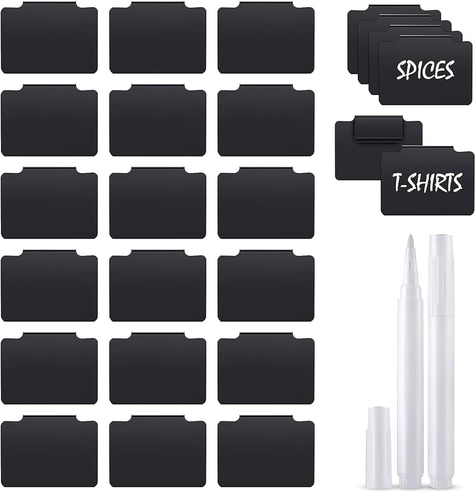 20 Pieces Basket Labels Clip On Set, Includes 18 Pieces Kitchen Bin Labels with 2 White Markers f... | Amazon (US)