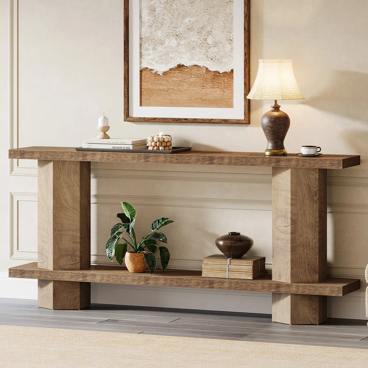 71" Extra Long Console Table With Storage Shelf, Farmhouse Entryway Table Behind Couch Sofa Table | Wayfair North America