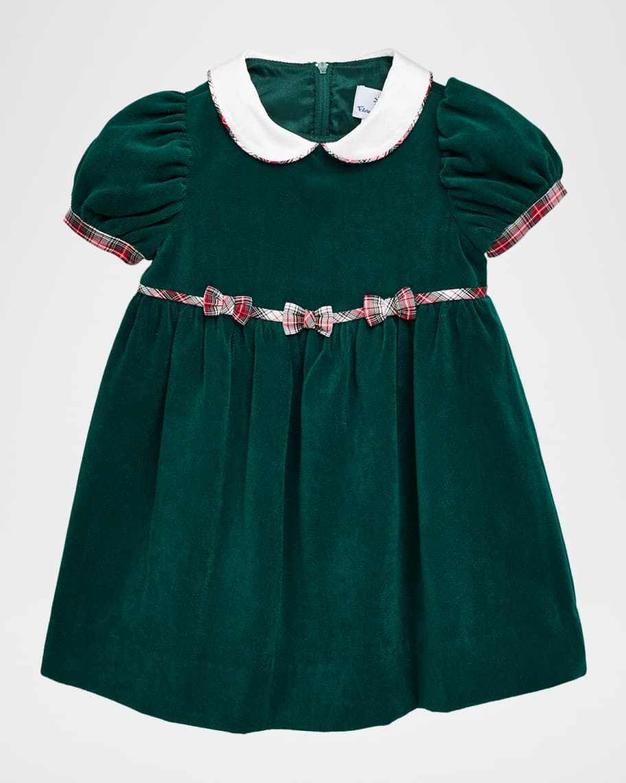 Florence Eiseman Girl's Velvet Waist Dress with Plaid Bows, Size 2T-6 | Neiman Marcus