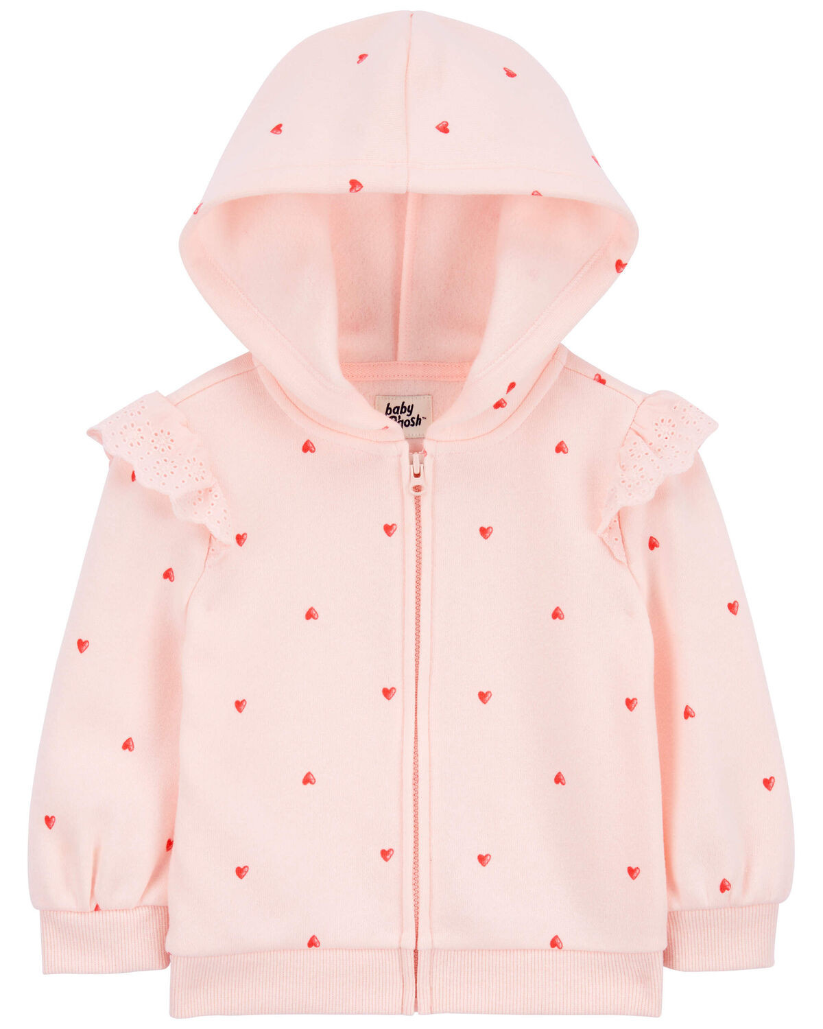 Pink Baby Heart Print Eyelet Ruffle Zip Jacket | carters.com | Carter's