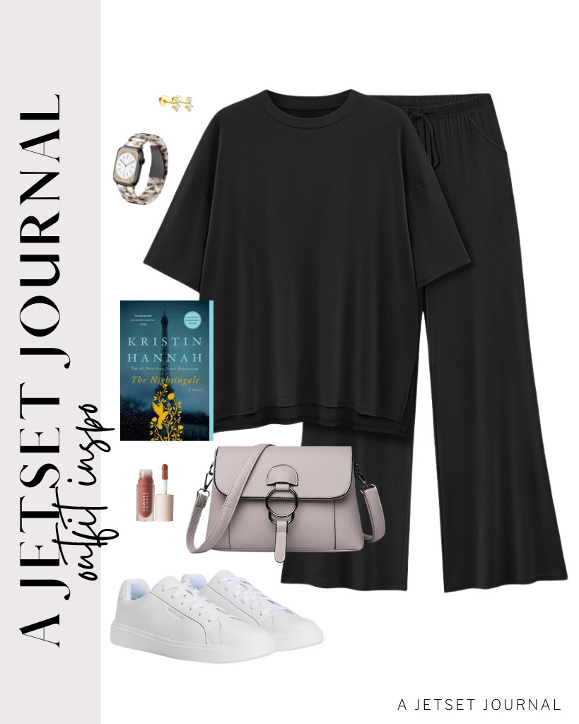 Cole Haan’s white sneakers are perfect for the last combination of a black-and-black two-piece set. This fit is what I imagine myself wearing while reading The Nightingale by Kristin Hannah. 

 #LTKSeasonal #LTKSaleAlert #LTKTravel