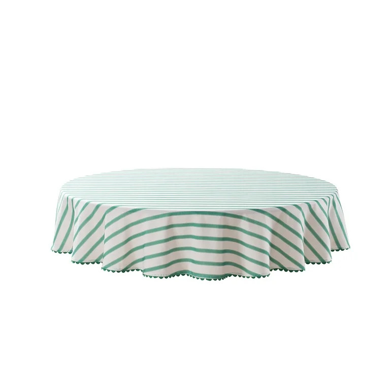 Mainstays by Becky G. & Alejandra Fabric Tablecloth, Green Stripe, 70" Round - Walmart.com | Walmart (US)
