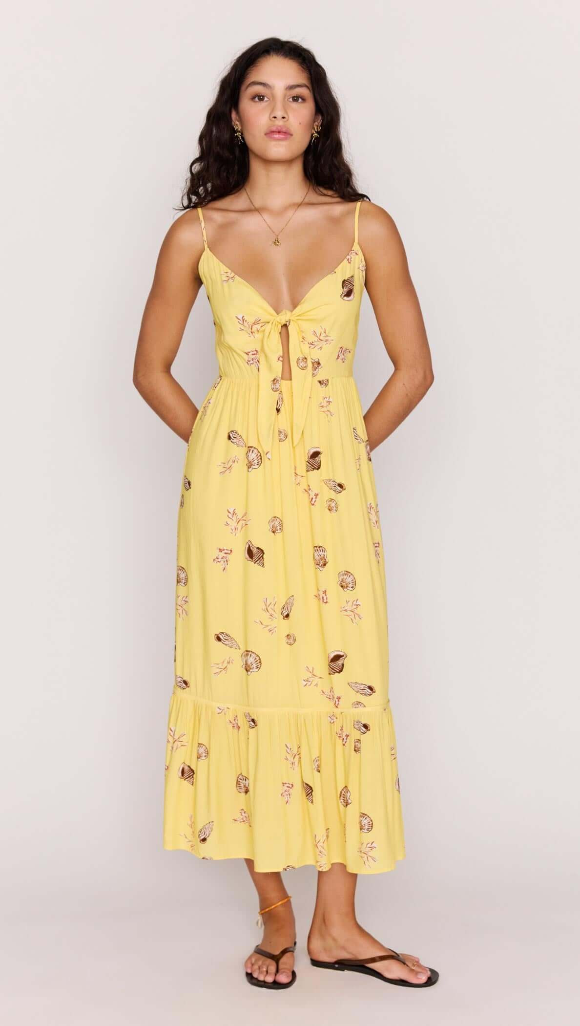Yellow Printed ECOVERO Summer Midi Dress | MINKPINK (Global)