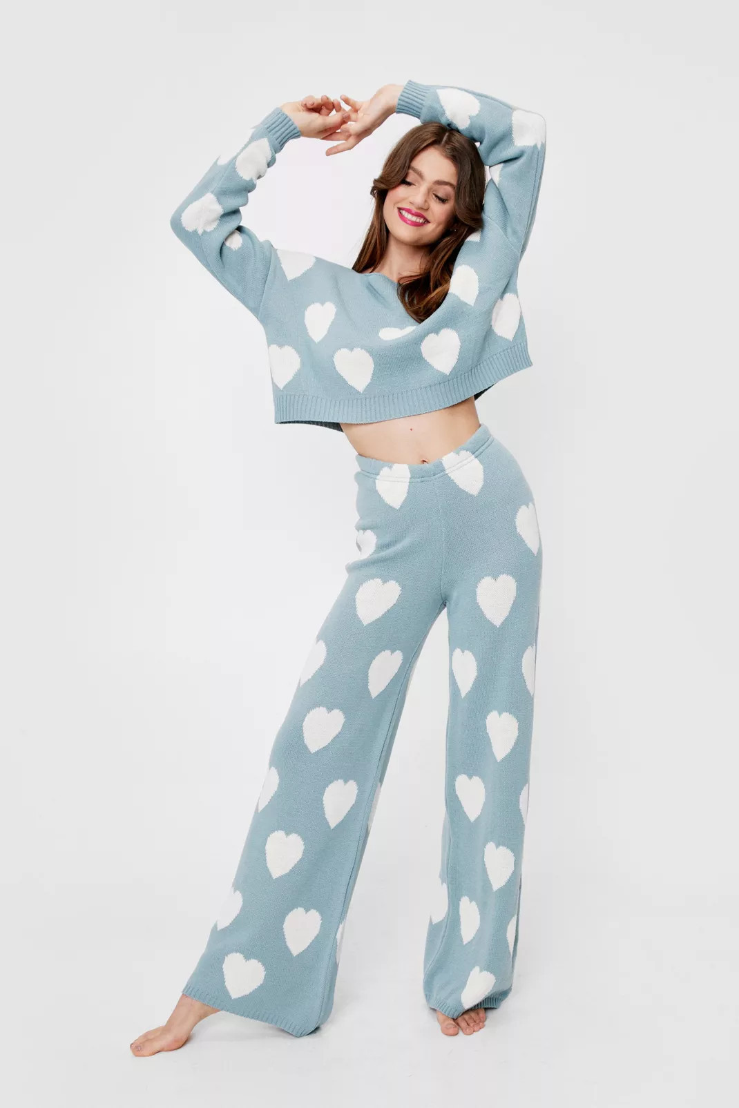 Knitted Heart Sweater and Pants Lounge Set | Nasty Gal (US)