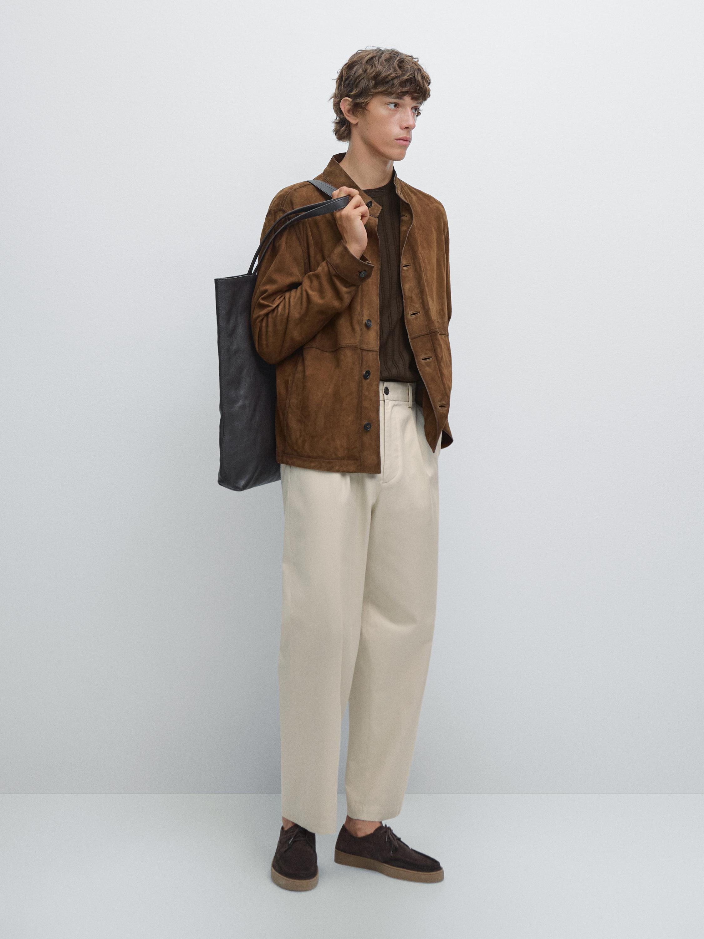 100% cotton relaxed fit trousers | Massimo Dutti UK