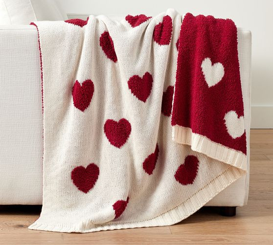 Heart Jacquard Knit Throw | Pottery Barn (US)