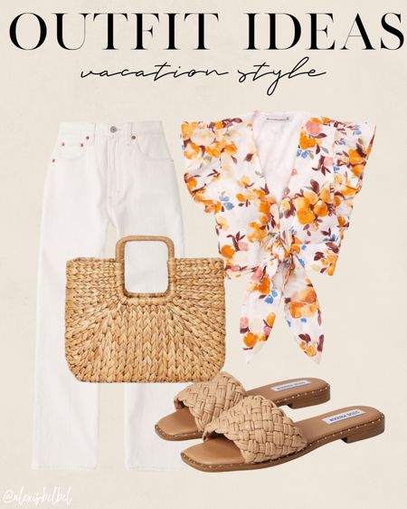 Vacation outfit idea, resort wear 
Cropped printed top, white jeans 

#LTKSeasonal #LTKunder100 #LTKunder50