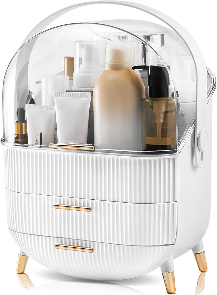 Makeup Organizers and Storage, Make up Organizer for Vanity Cosmetics Skincare Organizers With Li... | Amazon (US)