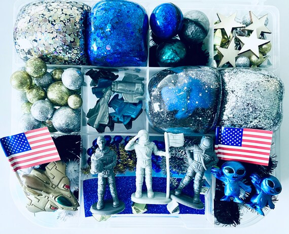 Read the full title
    Space Play Dough Kit, Play dough kit, Sensory Box, Playdough kit, Sensory... | Etsy (US)