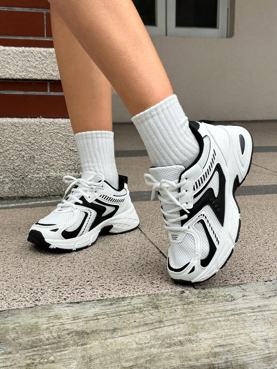 DareSee Soft Leather Thick-Sole Wedge Sneakers, 2024 Spring Summer New Mesh Breathable Running Sh... | SHEIN