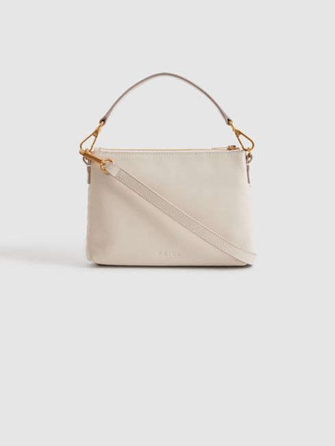 Leather Raffia Pouch Bag | Reiss UK
