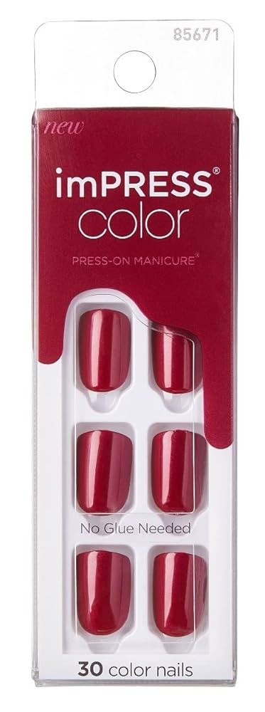 Kiss Impress Press-On-Manicure Nails 30 Count Red Velvet | Amazon (US)