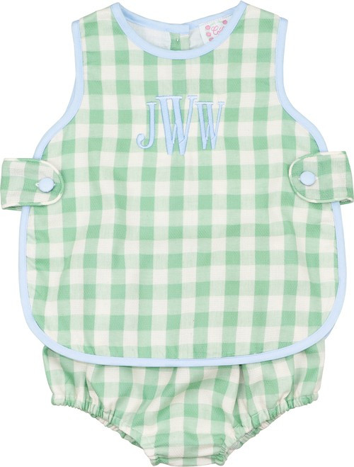 Green Check Linen Diaper Set | Cecil and Lou