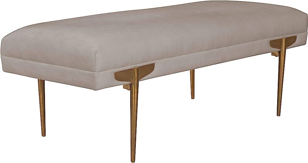 TOV Furniture Brno Glamorous Velvet Upholstered Accent Bench, 53.5"W White | Amazon (US)