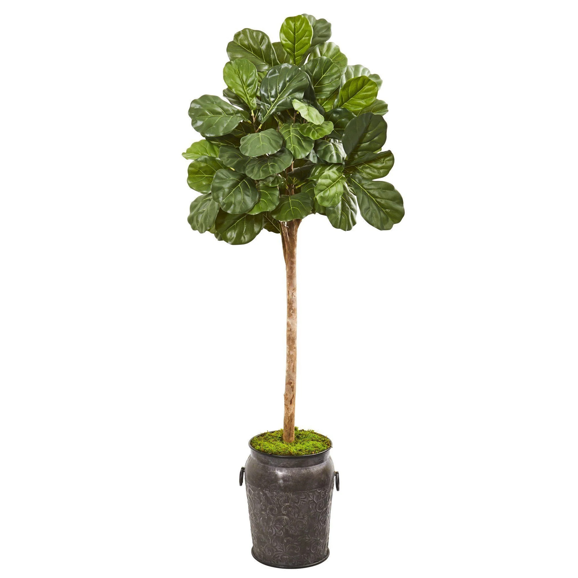 6’ Fiddle Leaf Fig Artificial Tree in Metal Planter | Nearly Natural | Nearly Natural