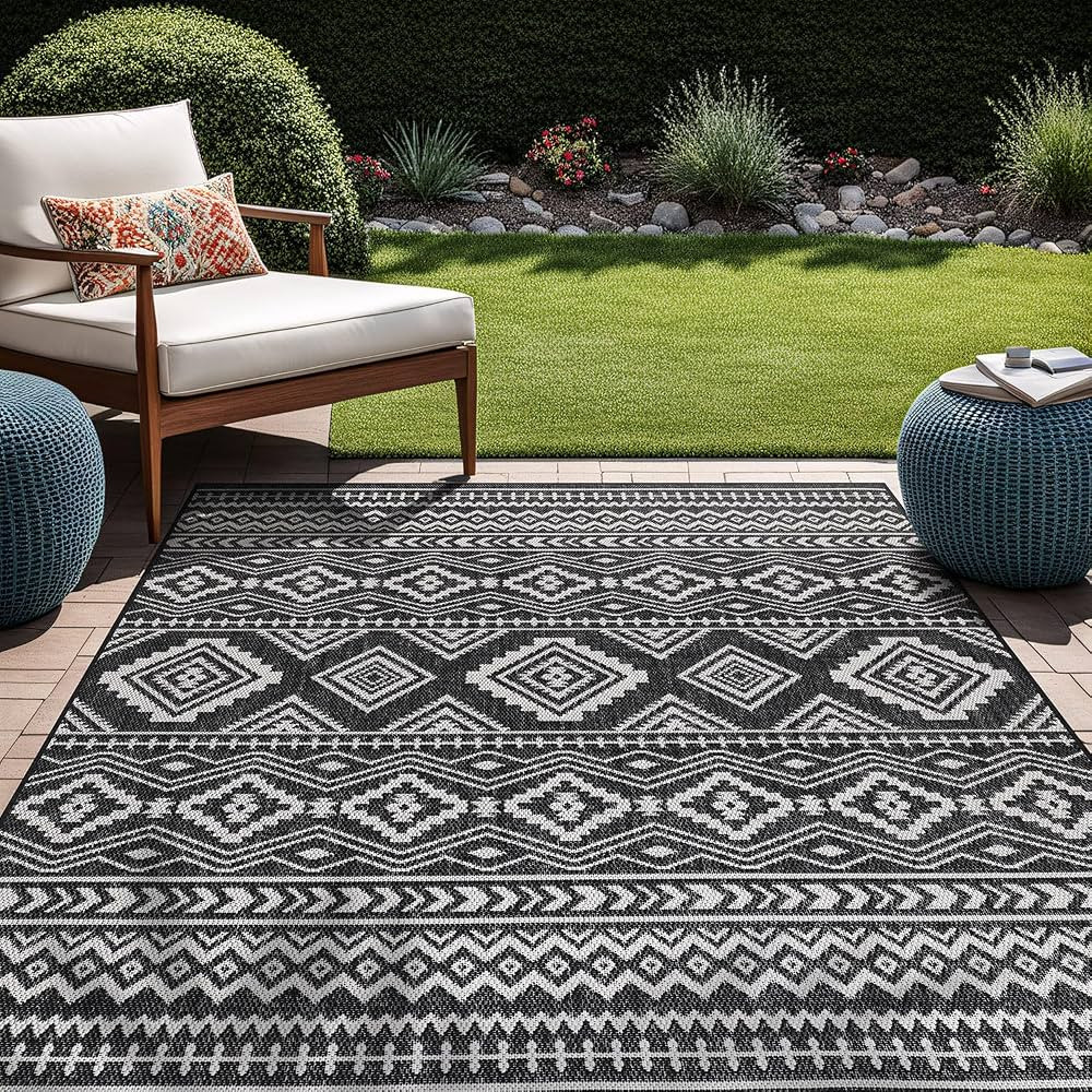 Beverly Rug Waikiki Boho Indoor Outdoor Rug 9x12, Washable Outside Carpet for Patio, Deck, Porch,... | Amazon (US)